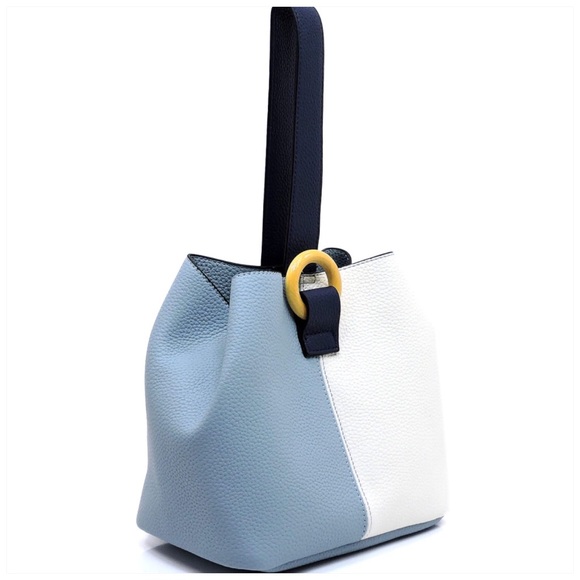 Lt. blue & White Colorblock Satchel Crossbody - Picture 2 of 5